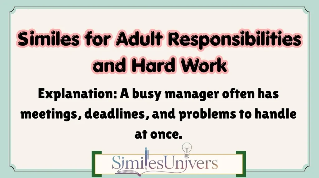 Similes for Adult Responsibilities and Hard Work