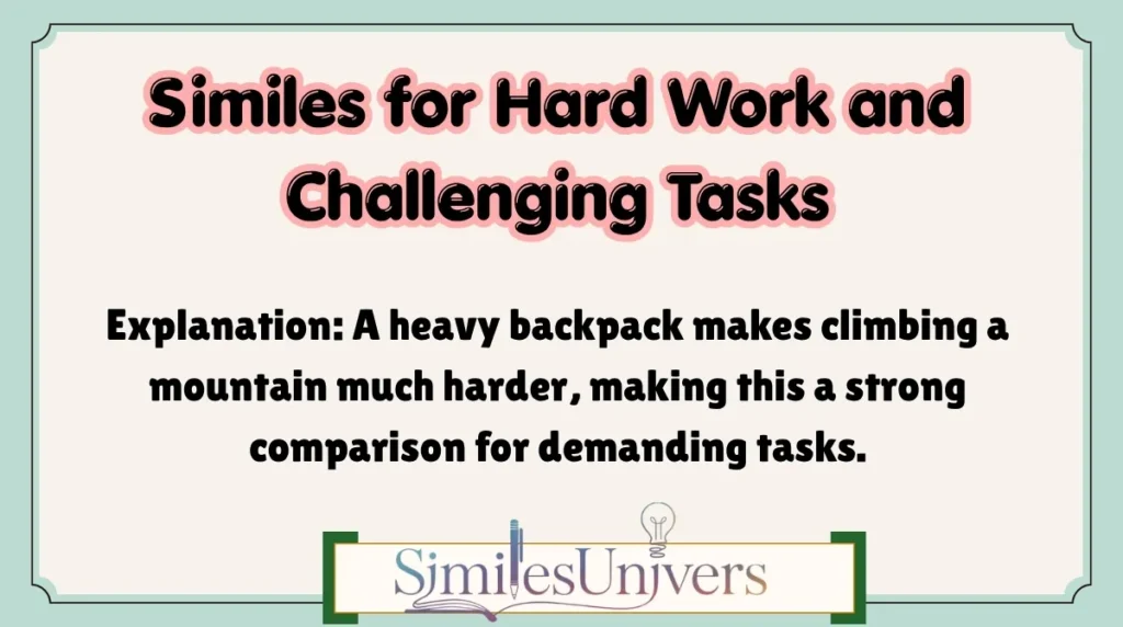 Similes for Hard Work and Challenging Tasks