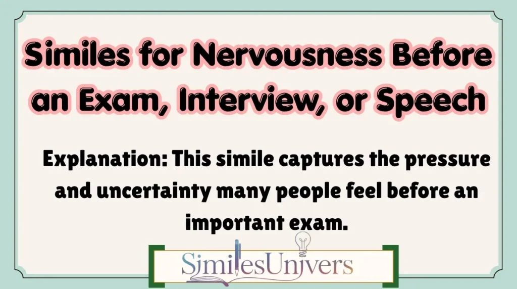 Similes for Nervousness Before an Exam, Interview, or Speech