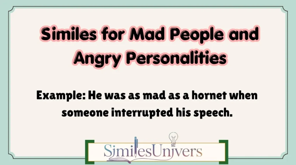 Similes for Mad People and Angry Personalities